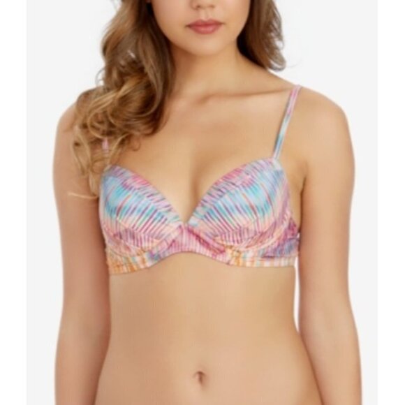 Raisins Juniors Orchid Printed Moonshadow Underwire Push up Bikini Top - Picture 1 of 5